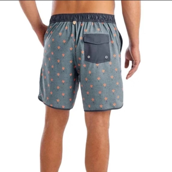 Johnnie-O Palm Tree Print Swim Trunks Blue Size XL - Picture 2 of 8